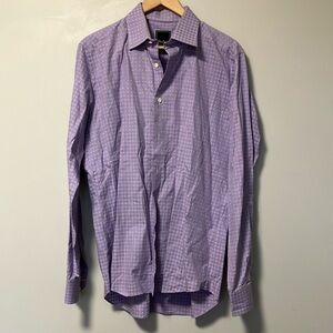 David Donahue Trim Purple Checkered Button Down Shirt